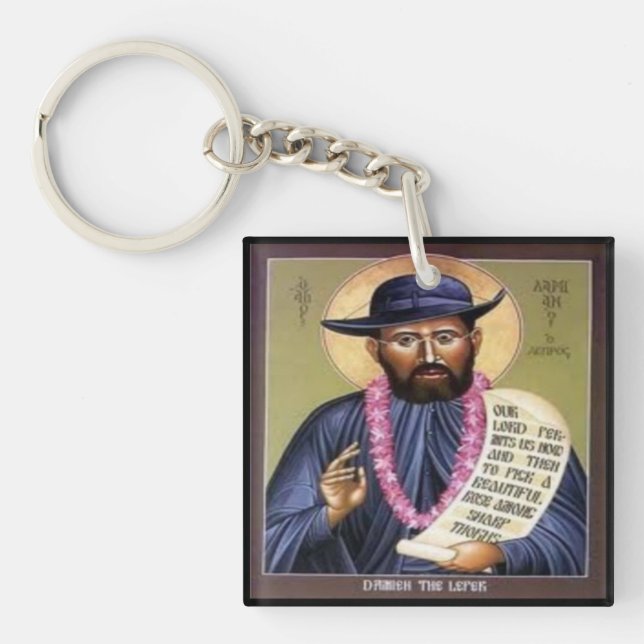 Saint Damien the leper Keychain (Front)