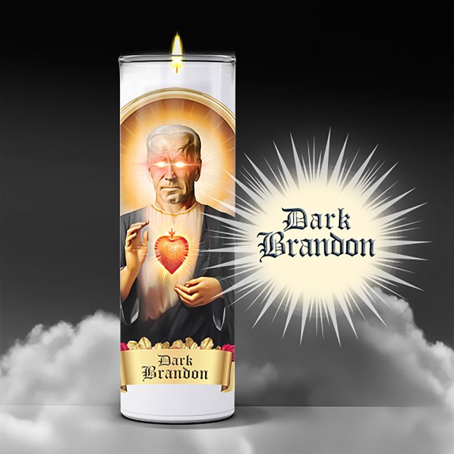 Saint Dark Brandon Prayer Candle Sticker (Dark Brandon Devotional Prayer Candle Sticker Label)
