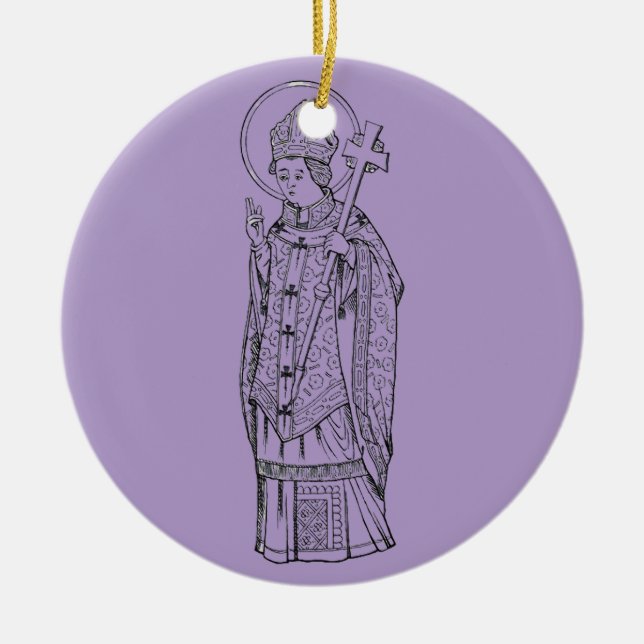 Saint Deiniol Abbot and Bishop Ceramic Ornament (Front)