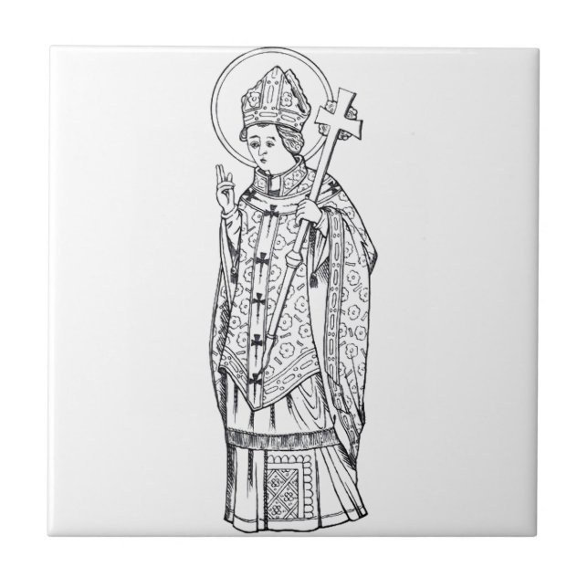Saint Deiniol Abbot and Bishop Ceramic Tile (Front)