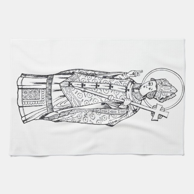 Saint Deiniol Abbot and Bishop Kitchen Towel (Horizontal)