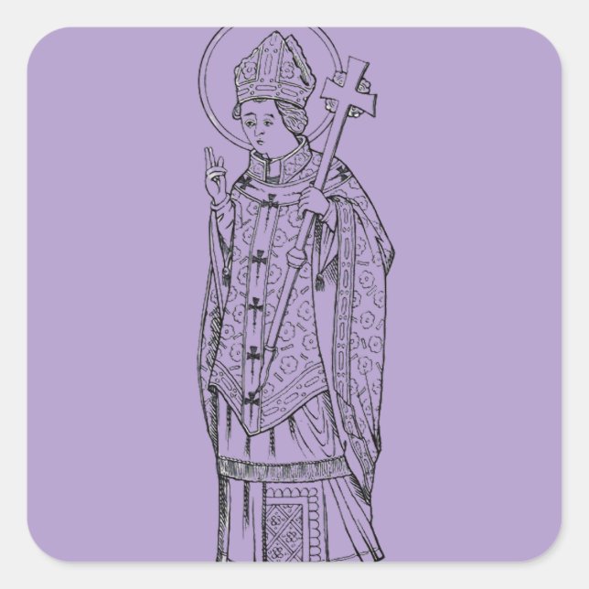 Saint Deiniol Abbot and Bishop Square Sticker (Front)