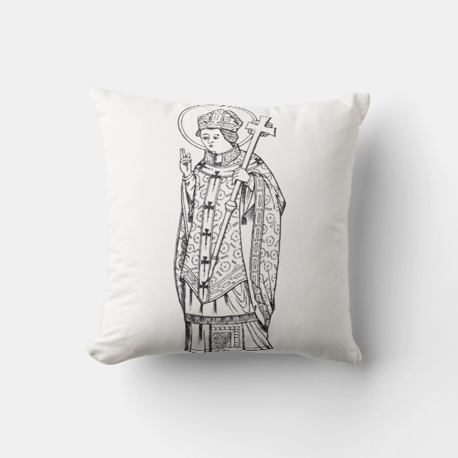 Saint Deiniol Abbot and Bishop Throw Pillow (Front)