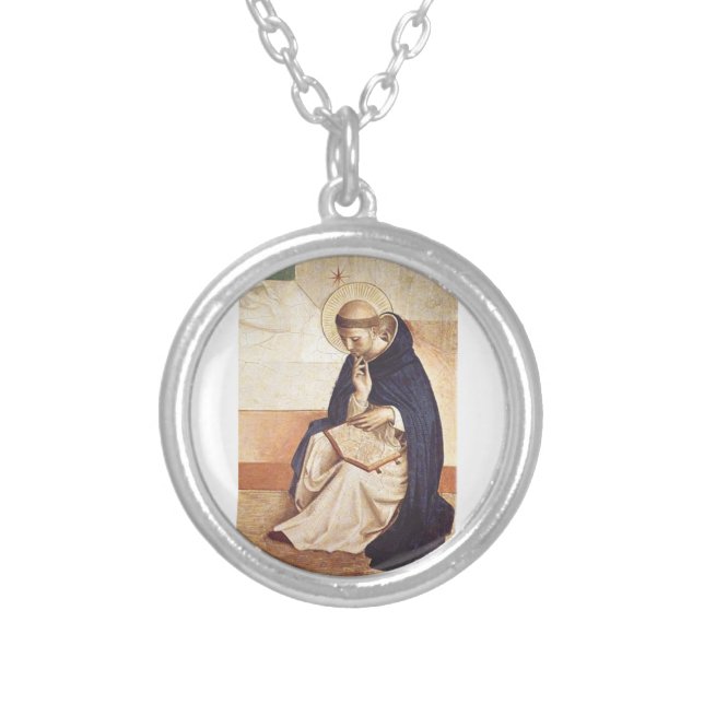 Saint Dominic de Guzman by Fra Angelico Silver Plated Necklace (Front)