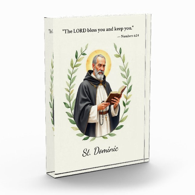 Saint Dominic God's Peace and Blessings Scripture Acrylic Award (Left)