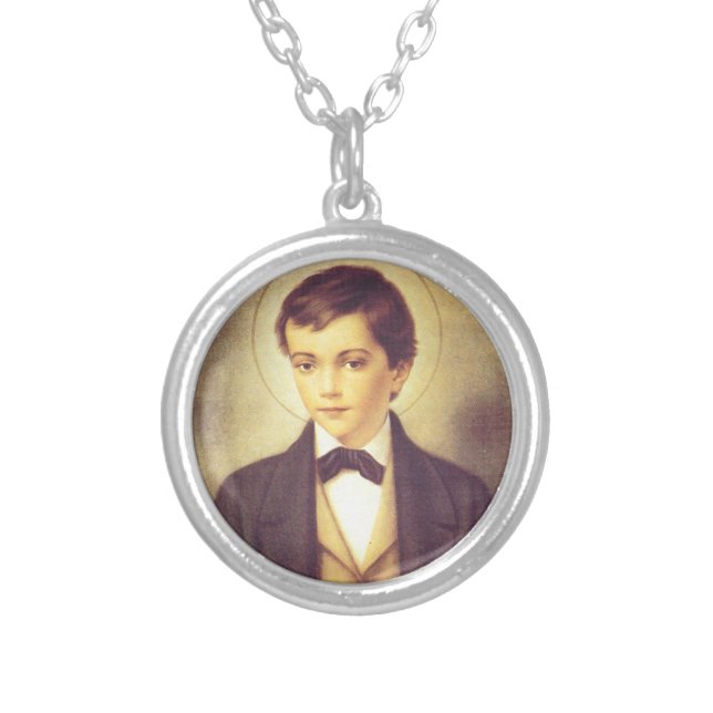 Saint Dominic Savio student of John Bosco  Silver Plated Necklace (Front)