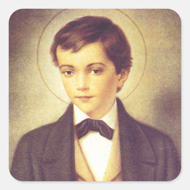 Saint Dominic Savio student of John Bosco Square Sticker (Front)