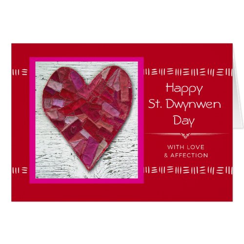 Saint Dwynwens Day Stitched Fiberart Heart