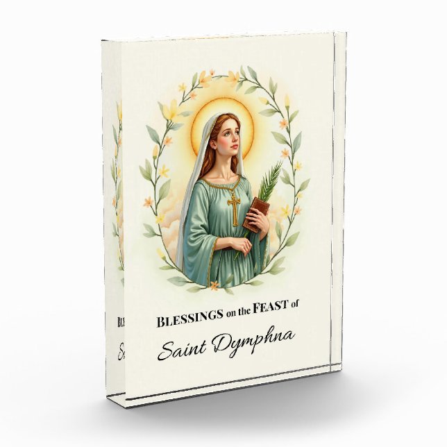 Saint Dymphna Feast Day Blessings Watercolor Acrylic Award (Left)