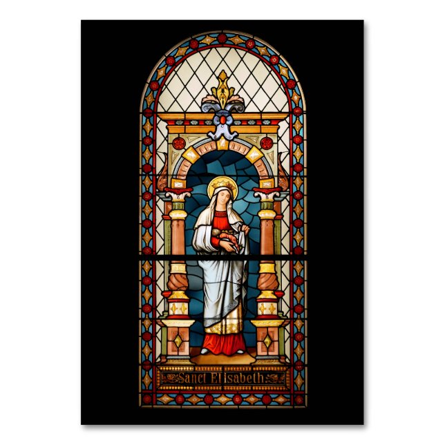 Saint Elizabeth of Hungary Premium Medieval Art Table Number (Front)