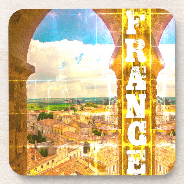 Saint-Émilion France Architecture French Gironde Beverage Coaster (Front)