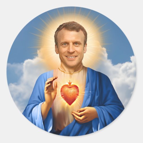 Saint Emmanuel Macron Prayer Candle Classic Round Sticker