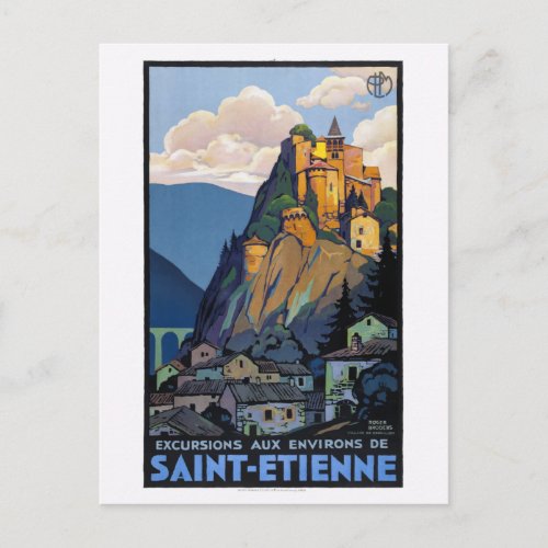 Saint_Etienne France 1930s Vintage Travel Poster Postcard