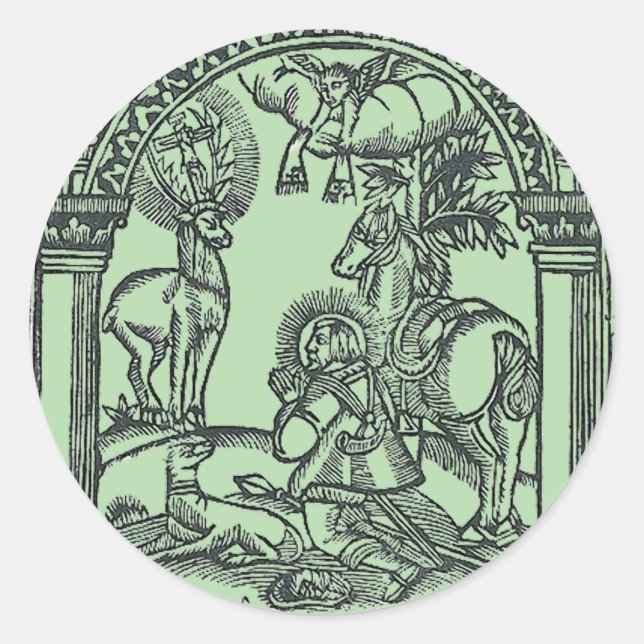 Saint Eustachius sees Jesus Christ Classic Round Sticker (Front)