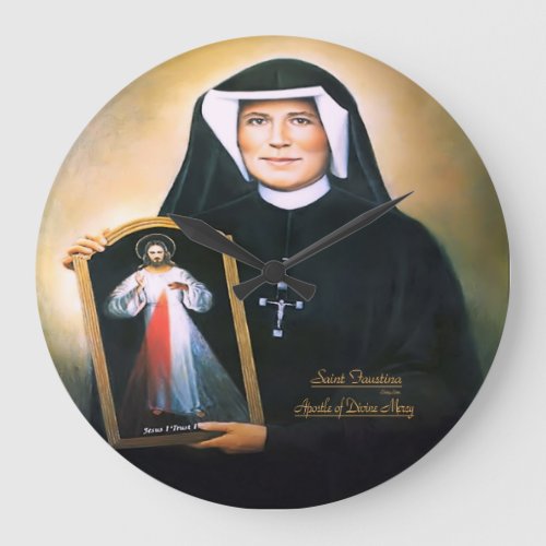 Saint Faustina Apostle of Divine Mercy Large Clock