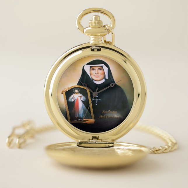 Saint Faustina Apostle of Divine Mercy Pocket Watch (Inside)