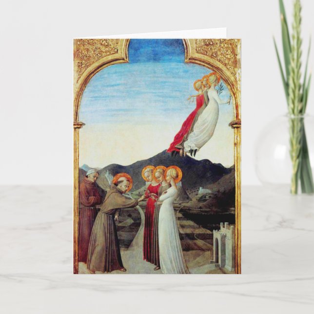 Saint Francis and the Female Trinity greeting card (Front)