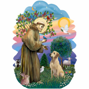 Saint Francis and Yellow Labrador Statuette