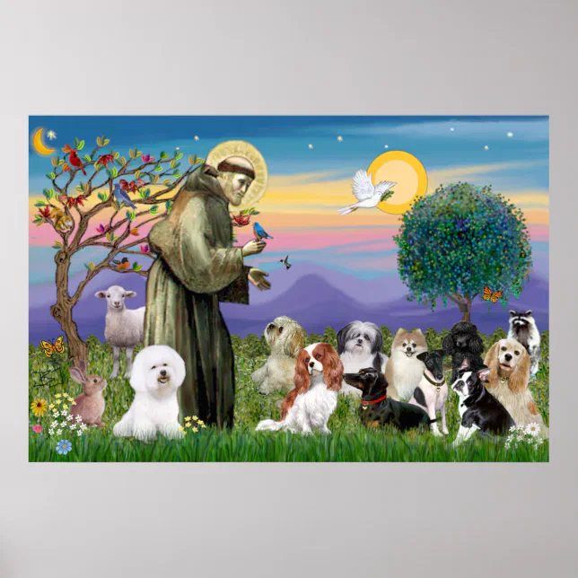 Saint Francis Blessing Ten Dogs Poster | Zazzle