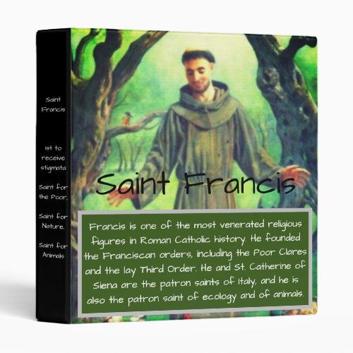 Saint Francis Customizable 3 Ring Binder