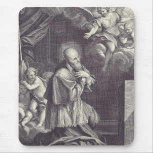 Saint Francis de Sales Black and White Art Mouse Pad