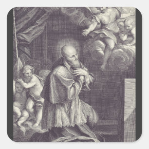 Saint Francis de Sales Black and White Art Square Sticker