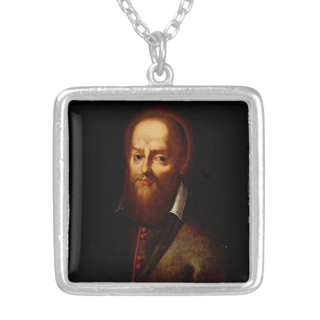 Saint Francis de Sales Silver Plated Necklace (Front)