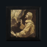 Saint Francis  Eyes Toward Heaven Keepsake Box<br><div class="desc">Caravaggio painting of Saint Francis with his eyes lifted to heaven in prayer.  Vintage 17th century fine art depicts Francis painted  in earth tones on a dark  background</div>