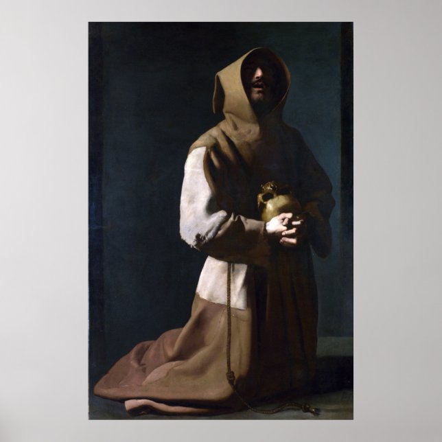 Saint Francis in Meditation (Zurbaran 1635) Poster (Front)