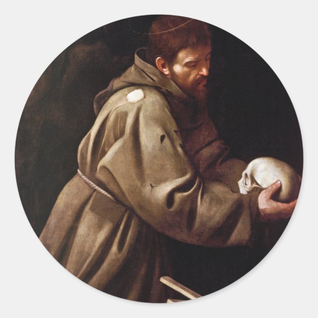 Saint Francis in Prayer - Caravaggio Classic Round Sticker (Front)