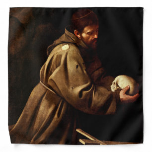Saint Francis in Prayer (Christian) (Caravaggio) Bandana