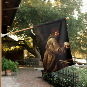 Saint Francis in Prayer (Christian) (Caravaggio) House Flag