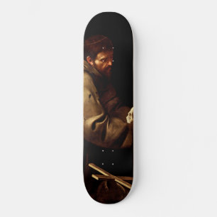 Saint Francis in Prayer (Christian) (Caravaggio) Skateboard