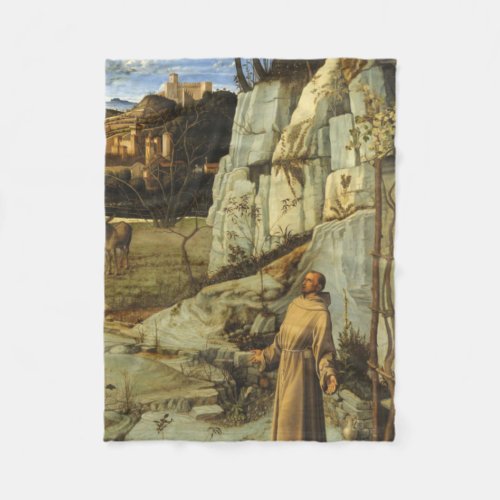 Saint Francis In The Desert By Giovanni Bellini Fleece Blanket