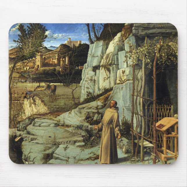 Saint Francis in the Desert by Giovanni Bellini Mouse Pad (Front)