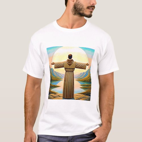 Saint Francis of Assisi as a Franciscan Tau 2 T_Shirt