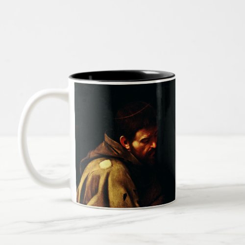 Saint Francis of Assisi by Caravaggio Two_Tone Coffee Mug