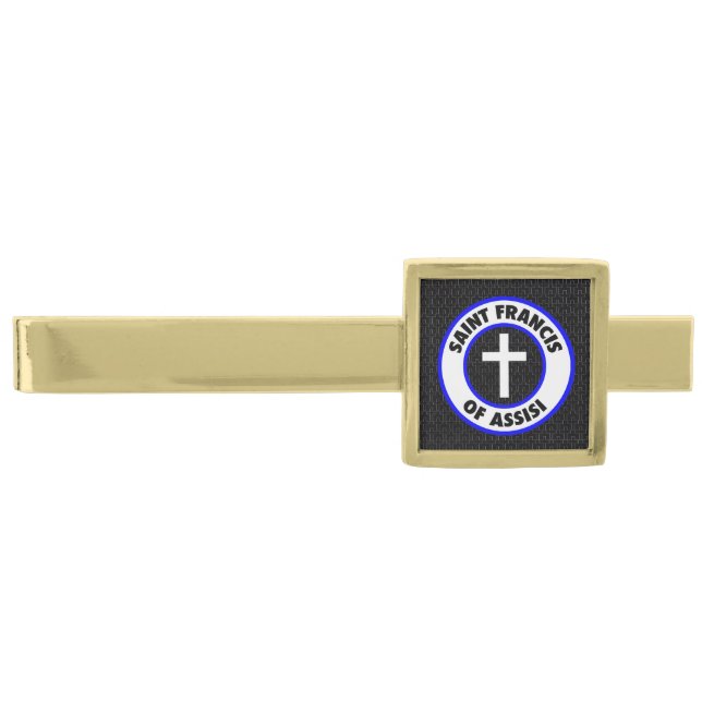 Saint Francis of Assisi Gold Finish Tie Bar (Front)