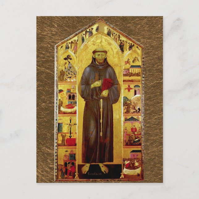 Saint Francis of Assisi Medieval Icon Postcard (Front)