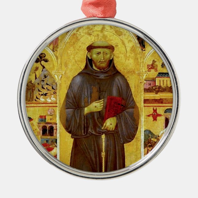 Saint Francis of Assisi Medieval Iconography Metal Ornament (Front)
