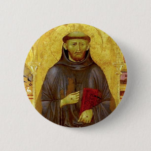 Saint Francis of Assisi Medieval Iconography Pinback Button