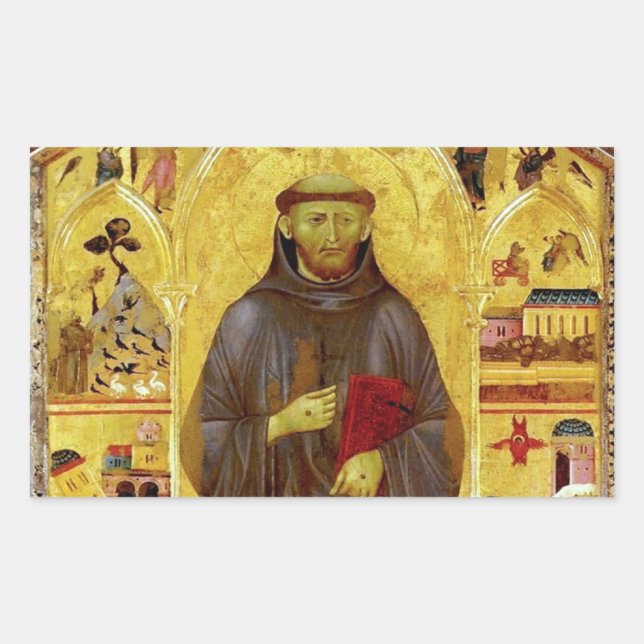 Saint Francis of Assisi Medieval Iconography Rectangular Sticker (Front)