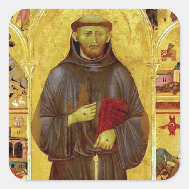 Saint Francis Of Assisi Medieval Iconography Square Sticker 