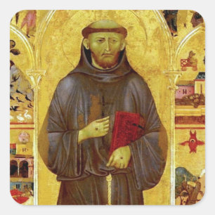 Saint Francis of Assisi Medieval Iconography Square Sticker