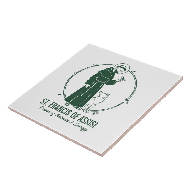Saint Francis of Assisi: Patron of Animals Ceramic Tile (Side)