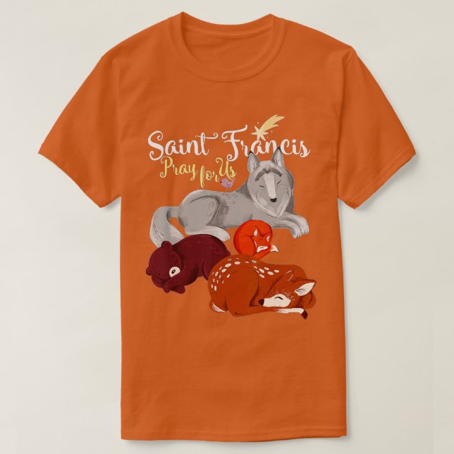 Saint Francis of Assisi Patron of Animals Wolf Ani T-Shirt (Design Front)