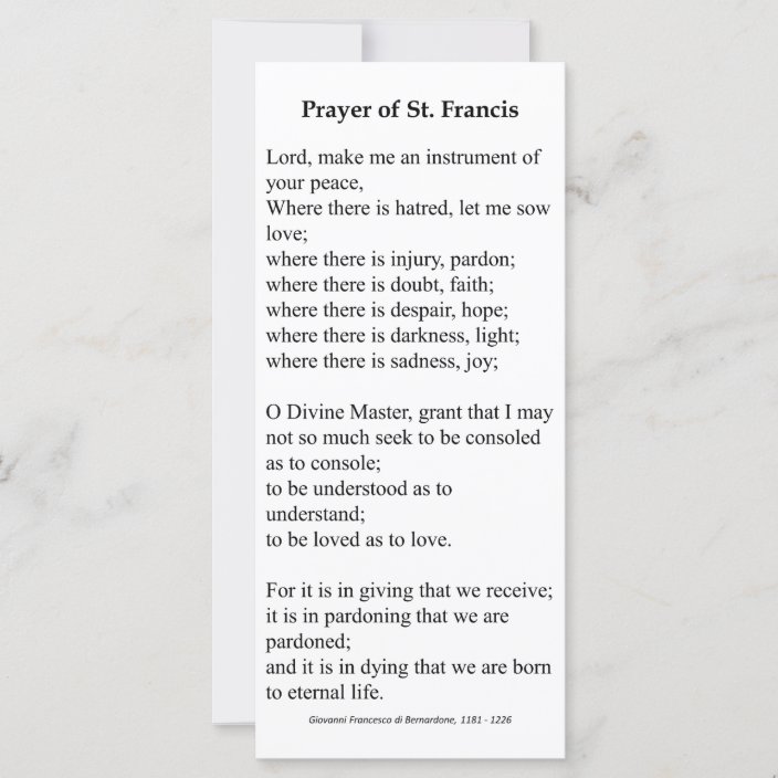 Saint Francis of Assisi Prayer Card | Zazzle.com