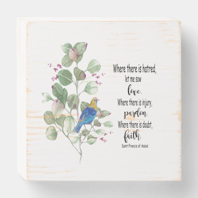 Saint francis of assisi prayer wooden box sign (Front Horizontal)