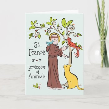 Saint Francis Of Assisi  Protector Of Animals Card by TheWhiteCatCo at Zazzle