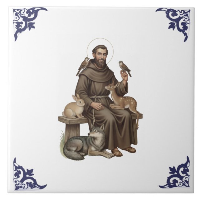 Saint Francis of Assisi Religious Ceramic Tile (Front)